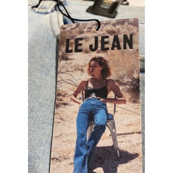 New Le Jean Bella Crop Flare Jeans Light Blue size 32 lightwash denim high rise - Picture 9 of 9